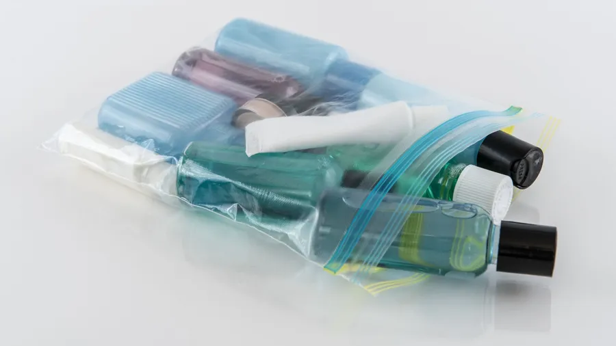 Travel Toiletries in Quart Bag