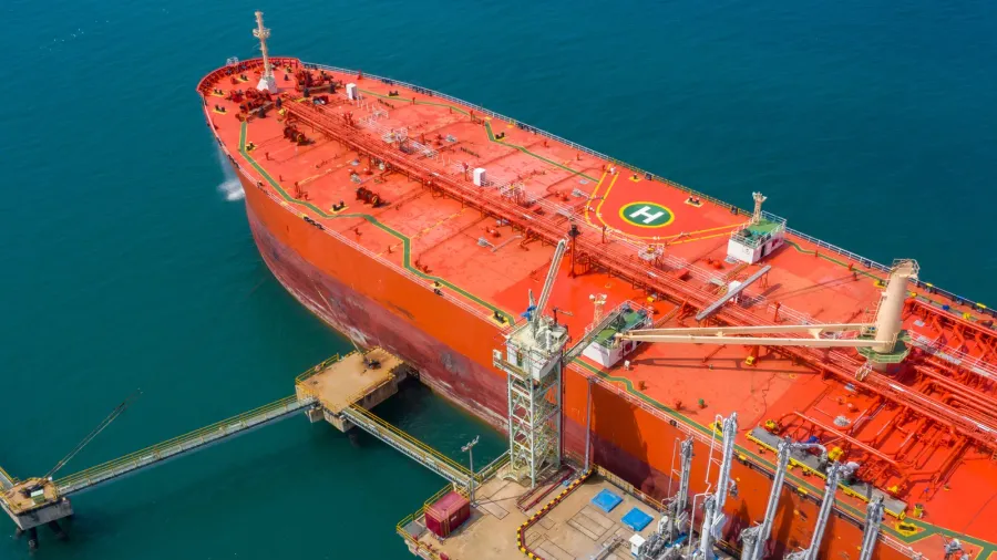 aerial view of oil tanker ship red oil tanker ship