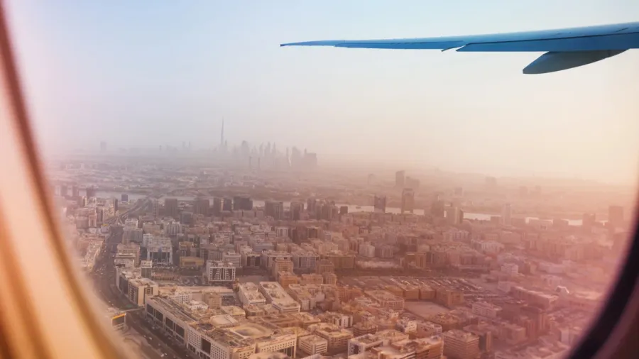 dubai view in haze