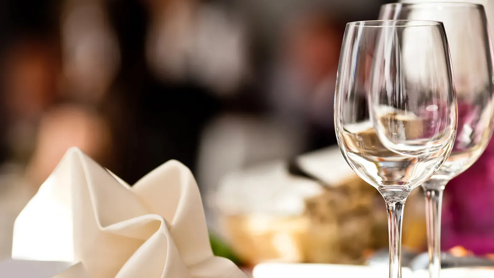 Empty glasses set in a restaurant.