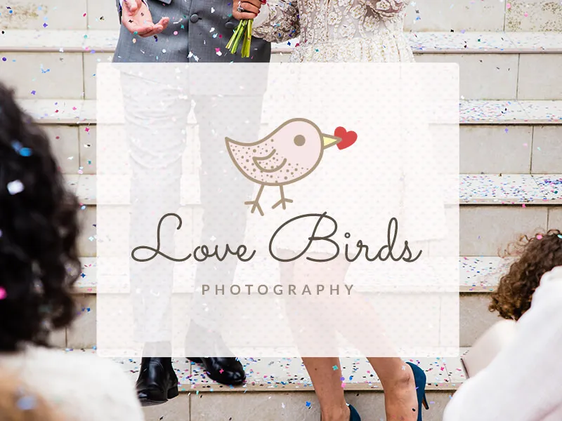 wedding photography logo with a bird and heart graphic
