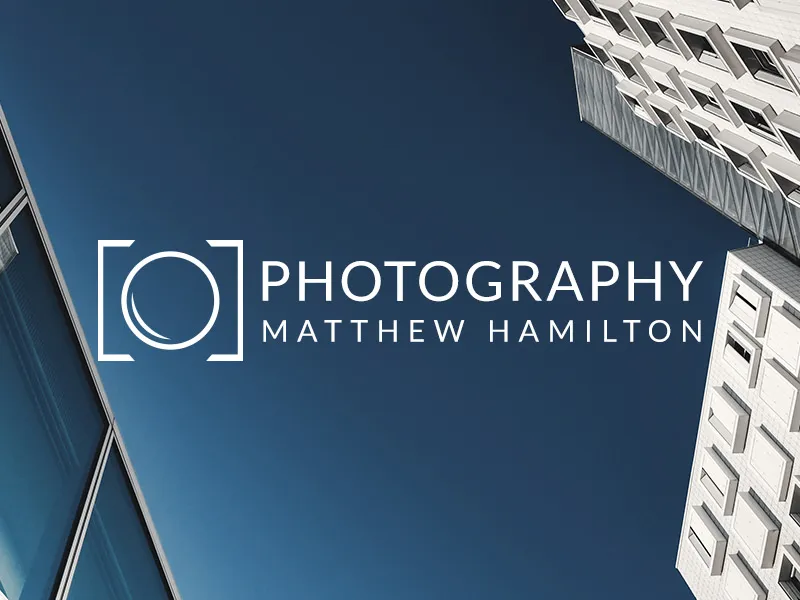 photography logo with a styled camera shape