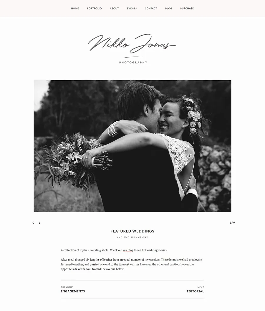 Nikko Portfolio Pro theme gallery layout - slider.