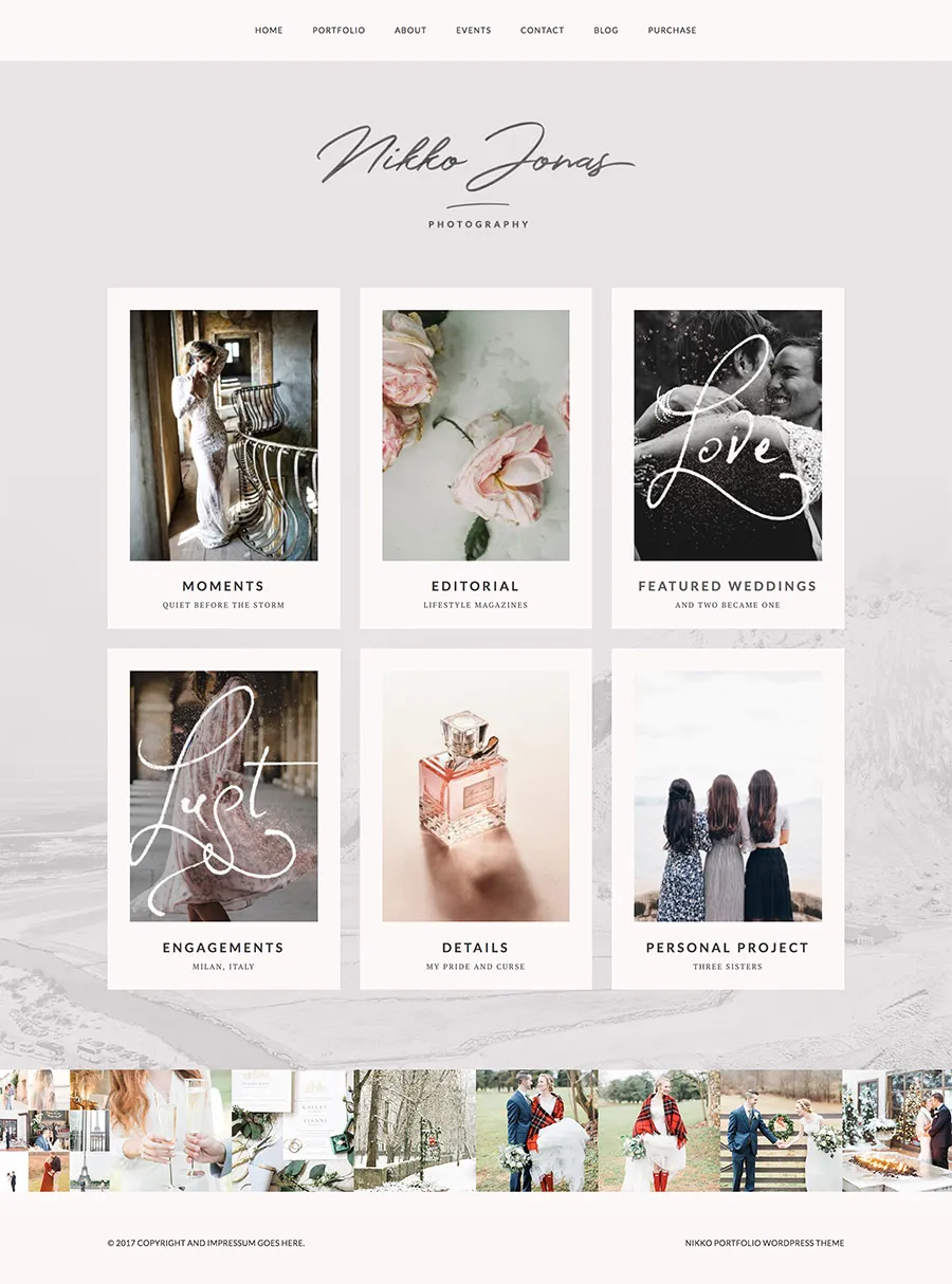 Nikko Portfolio Pro WordPress theme- unique portfolio page layout.