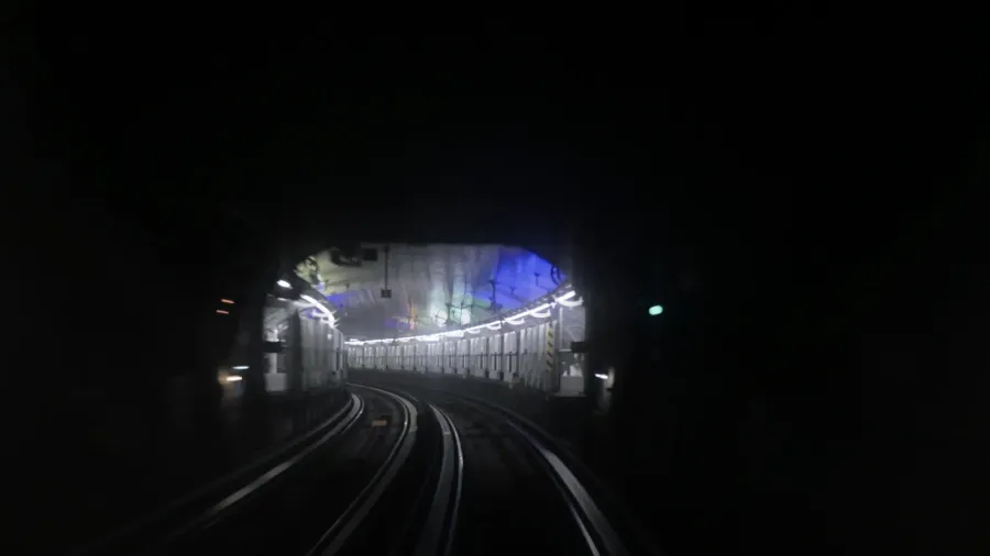 paris metro subway with station in background